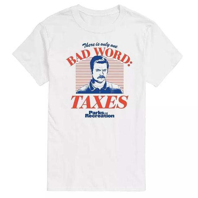 Big & Tall Parks And Recs Bad Words Taxes Graphic Tee, Mens Product Image