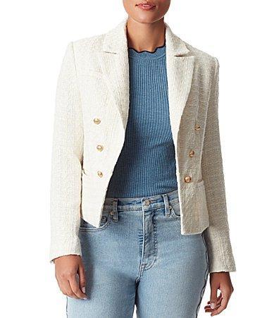 Sam Edelman Cheryl Textured Woven Notch Collar Long Sleeve Open Product Image