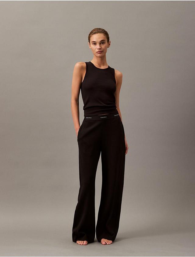 Calvin Klein Womens Terry Lounge Wide Leg Pants - Black - XL Product Image