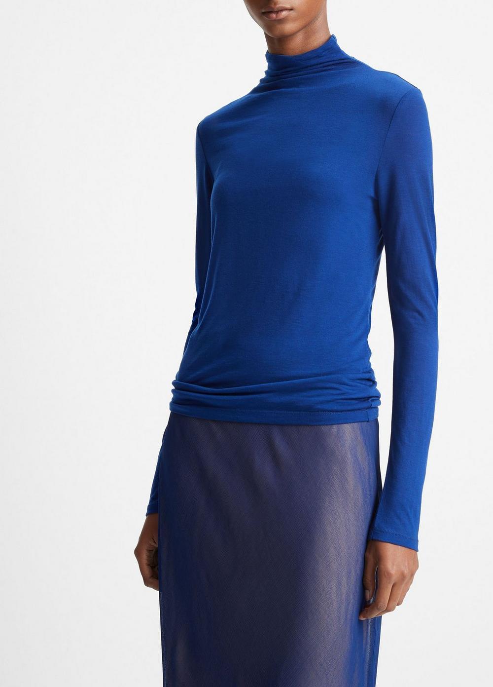 Sheer Long-Sleeve Turtleneck Top Product Image