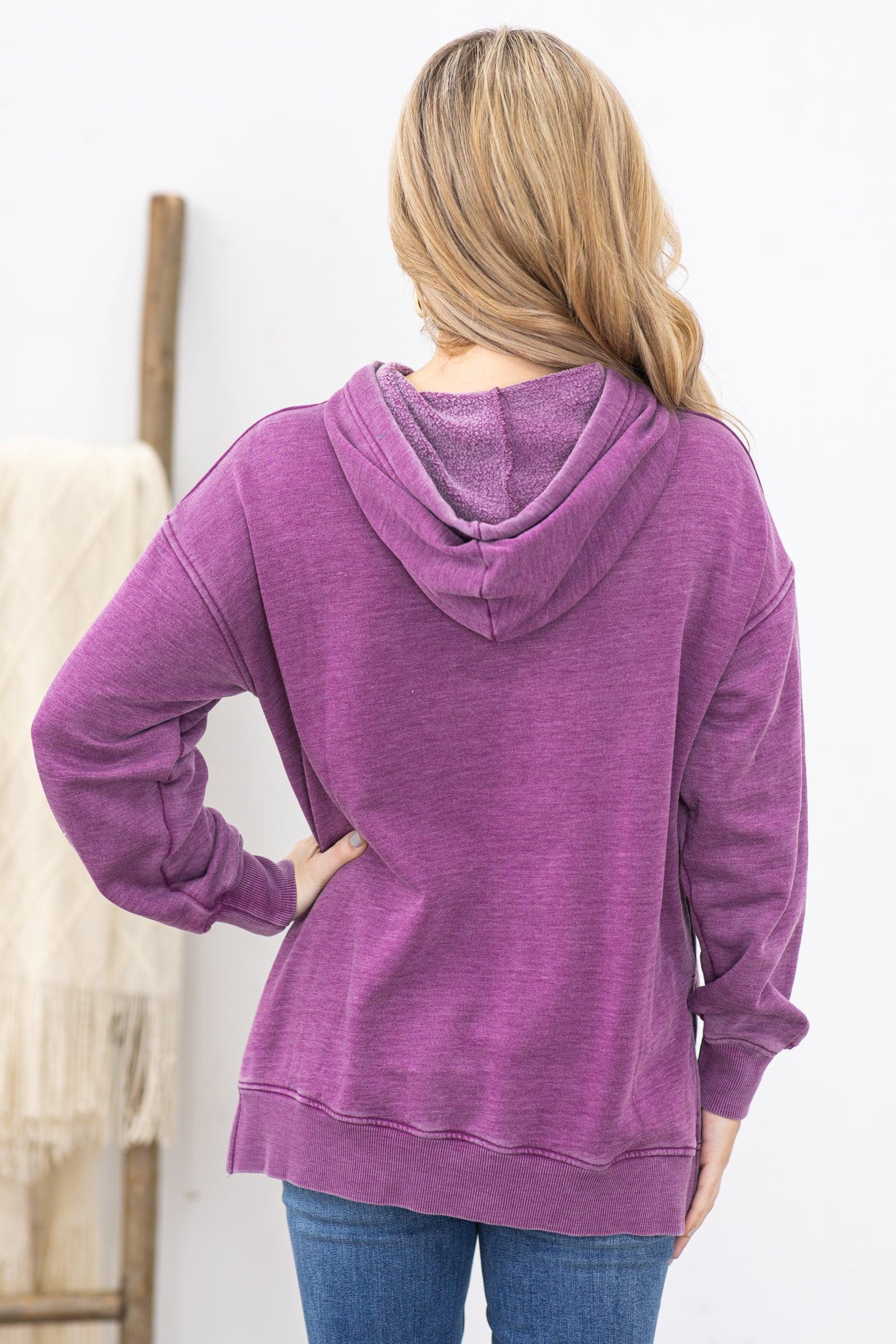 Purple Pigment Dyed Fleece Hoodie Product Image