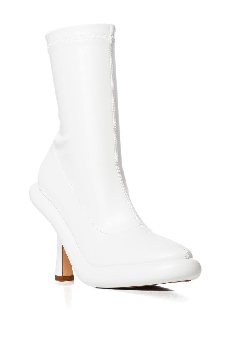 AZALEA WANG TARROW STILETTO PU BOOTIE IN WHITE Product Image