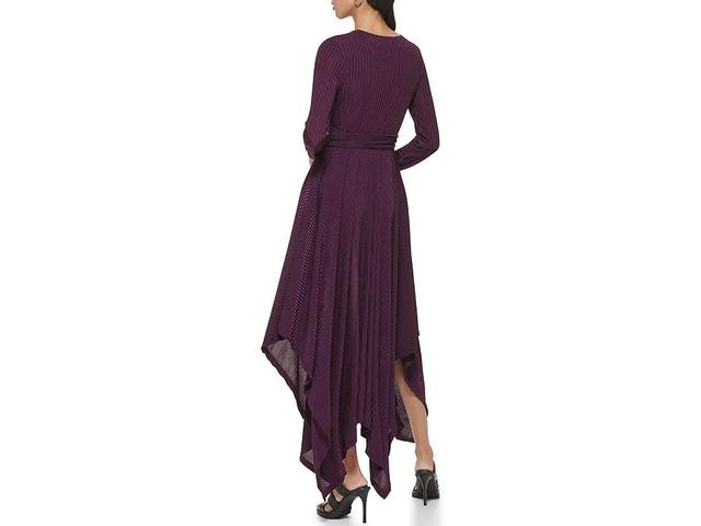 DKNY Long Sleeve Rib Hacci Wrap Maxi Dress Product Image