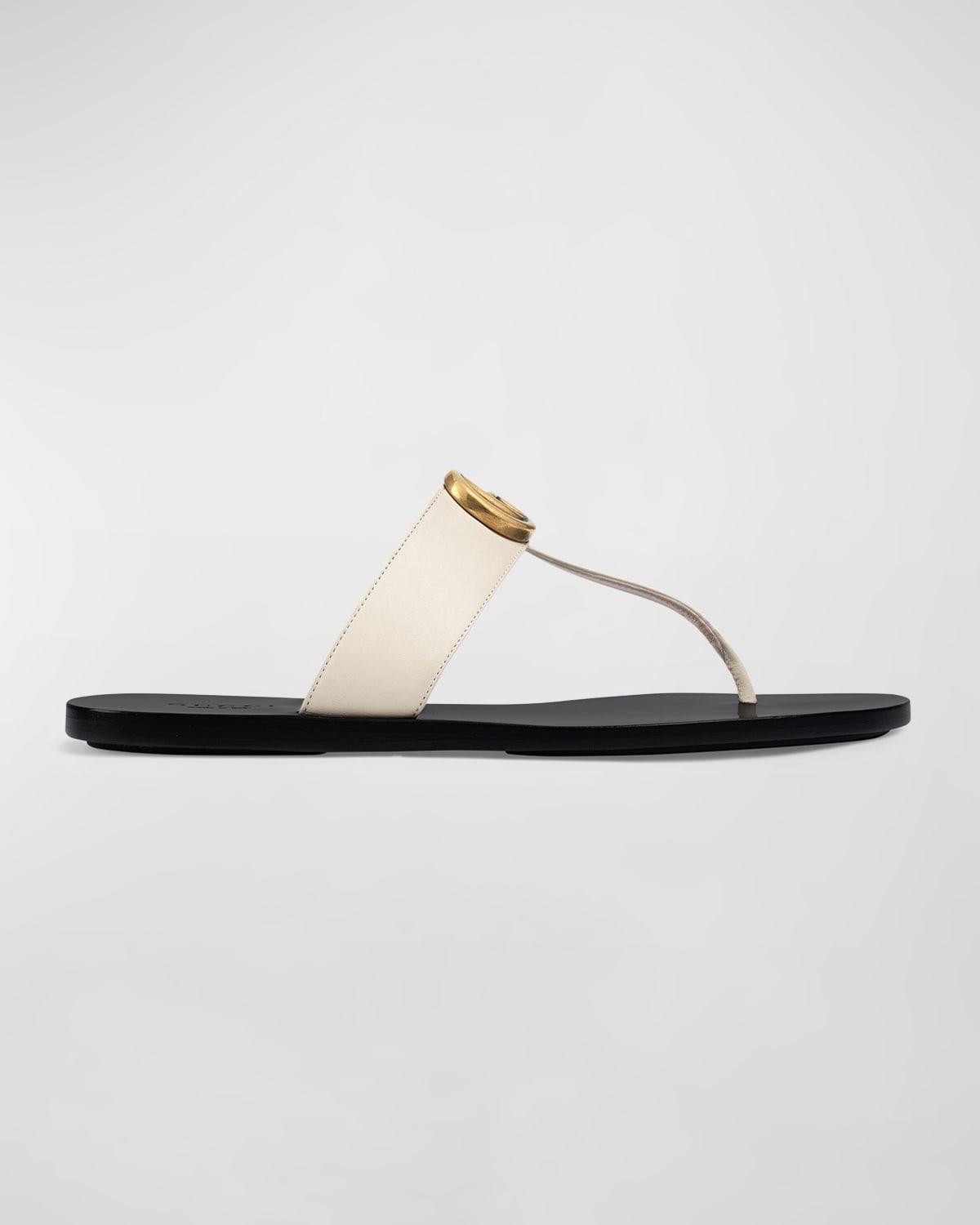 Womens Marmont Leather Thong Sandals With Double G Product Image