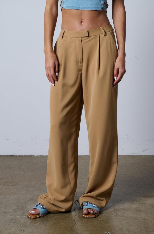 ABOUT MY CASH STRAIGHT LEG WOVEN TROUSER IN BEIGE Product Image