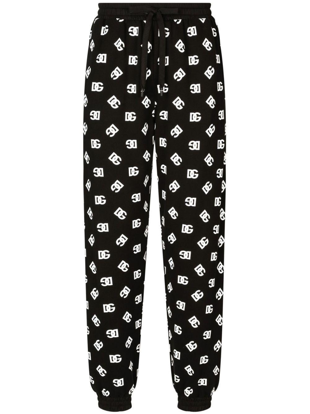 Monogram-pattern Cotton Track Pants In Black Product Image