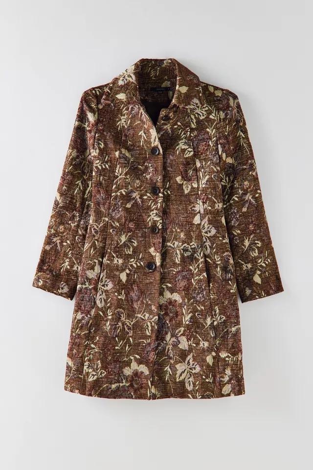 Vintage Tapestry Pattern Longline Trench Coat Product Image