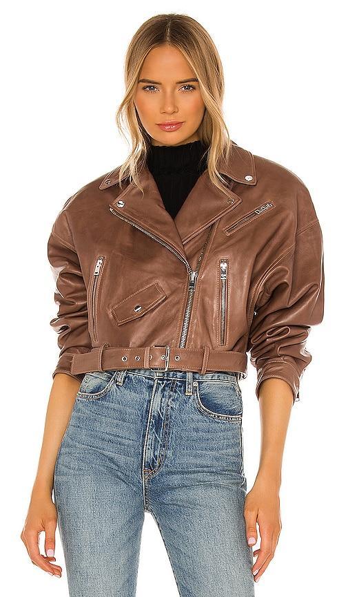 Womens Dylan Leather Biker Jacket Product Image