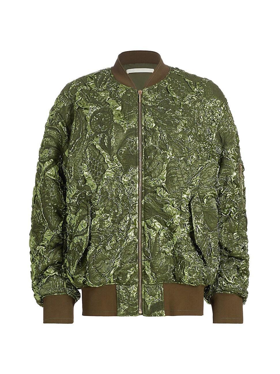 Womens Metallic Jacquard Bomber Jacket Product Image