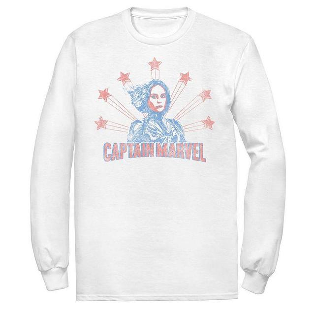 Mens Captain Marvel Distressed Portrait Tee White Product Image