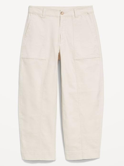 High-Waisted Canvas Barrel Ankle Pants Product Image