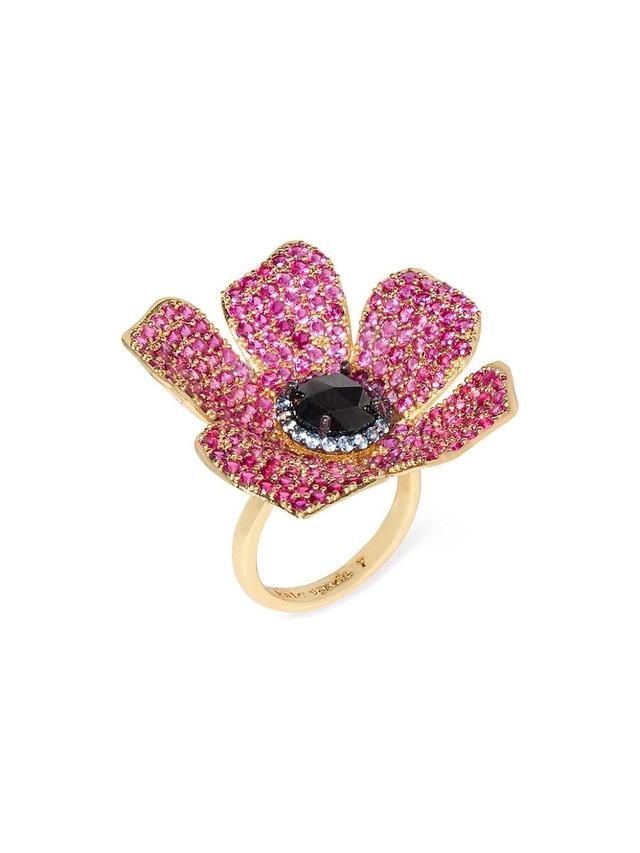 Womens Poppy Power Goldtone, Cubic Zirconia & Glass Ring Product Image