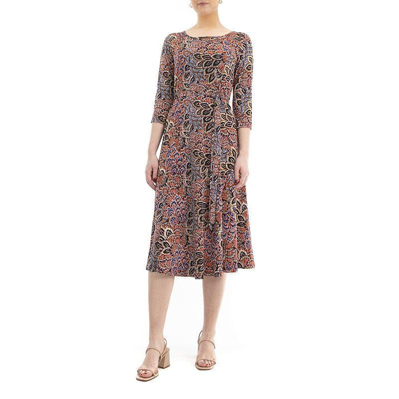 Womens Nina Leonard Print Midi Dress Dusty Pink Product Image