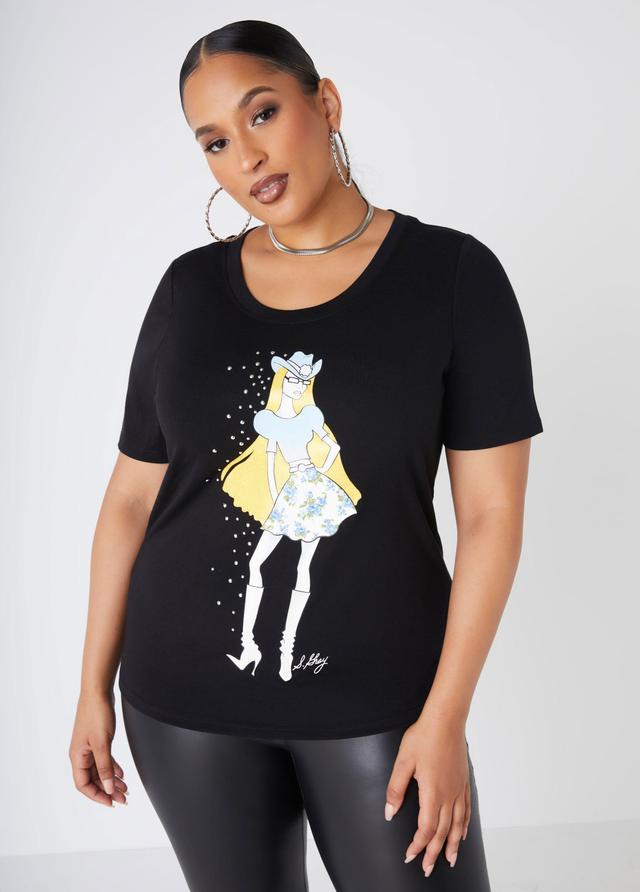 Plus Size Sheila Gray Cowgirl Graphic Tee Ashley Stewart Product Image