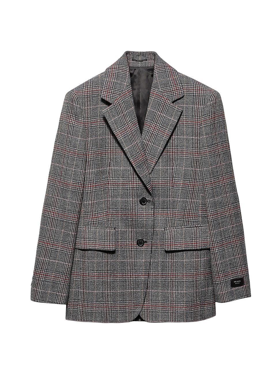 Womens Single Breasted Prince of Wales Checked Jacket Product Image