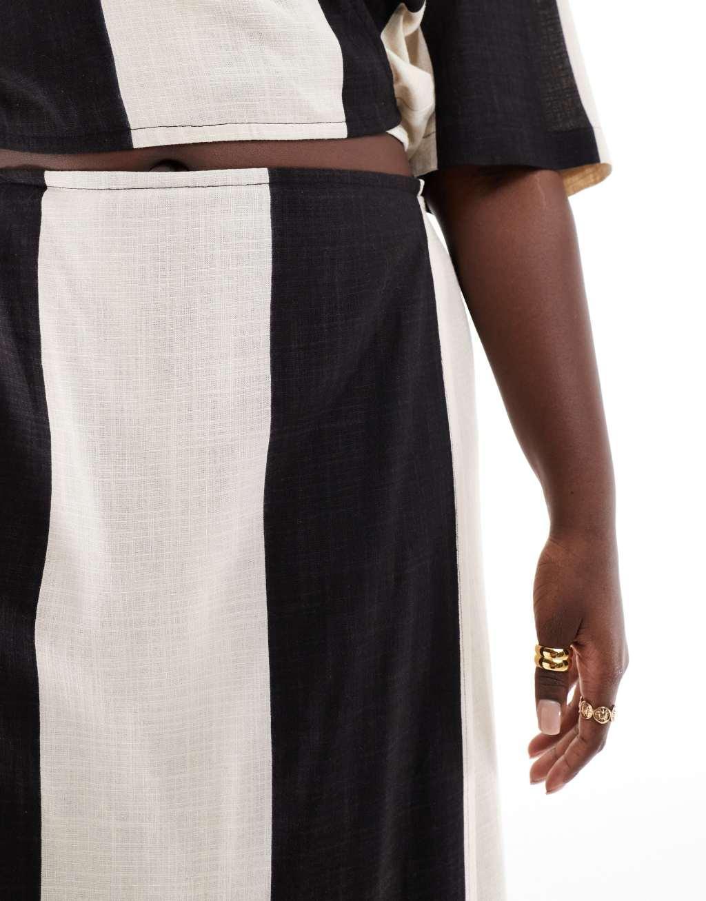 Pretty Lavish Curve contrast wrap midaxi skirt in black and white - part of a set Product Image