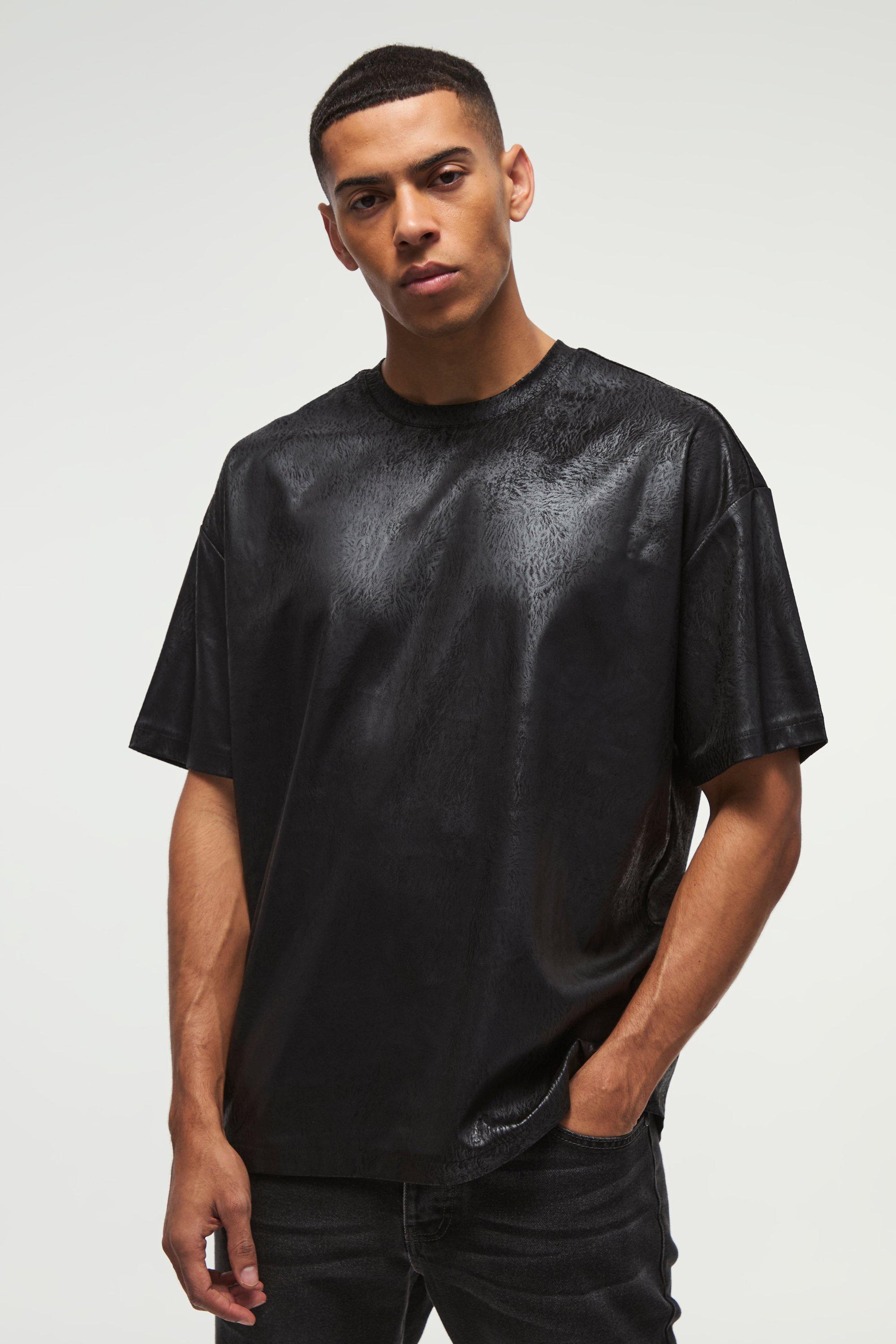 Oversized Texture Shine T-shirt | boohooMAN USA Product Image