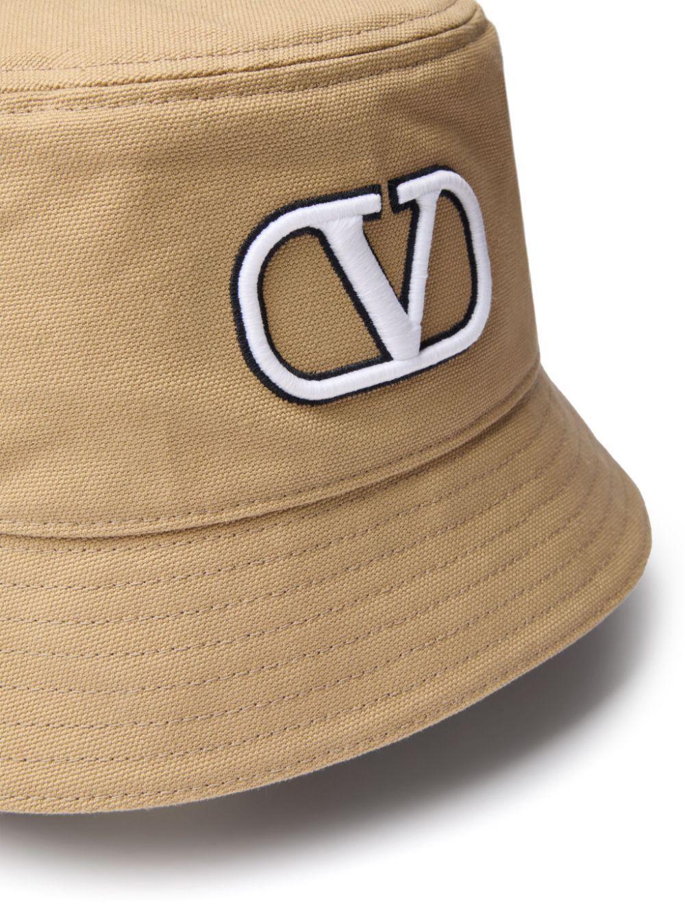 VALENTINO GARAVANI Vlogo Signature Cotton Bucket Hat With Vlogo Embroidery In Beige Product Image