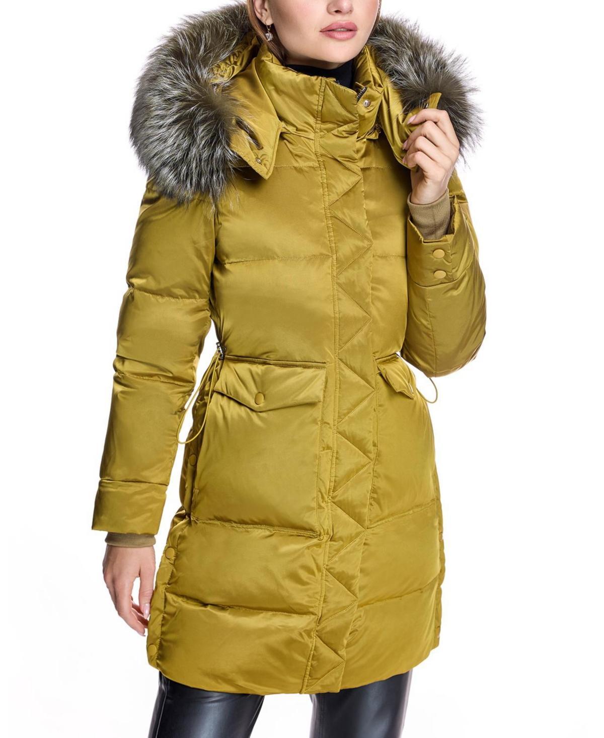 Womens Fitted Shearling-Trim Down Puffer Product Image