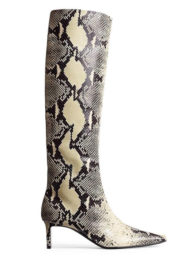 Womens Ona 55MM Snake-Print Leather Knee-High Boots Product Image