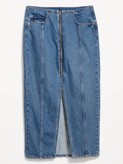 Mid-Rise Jean Maxi Skirt Product Image