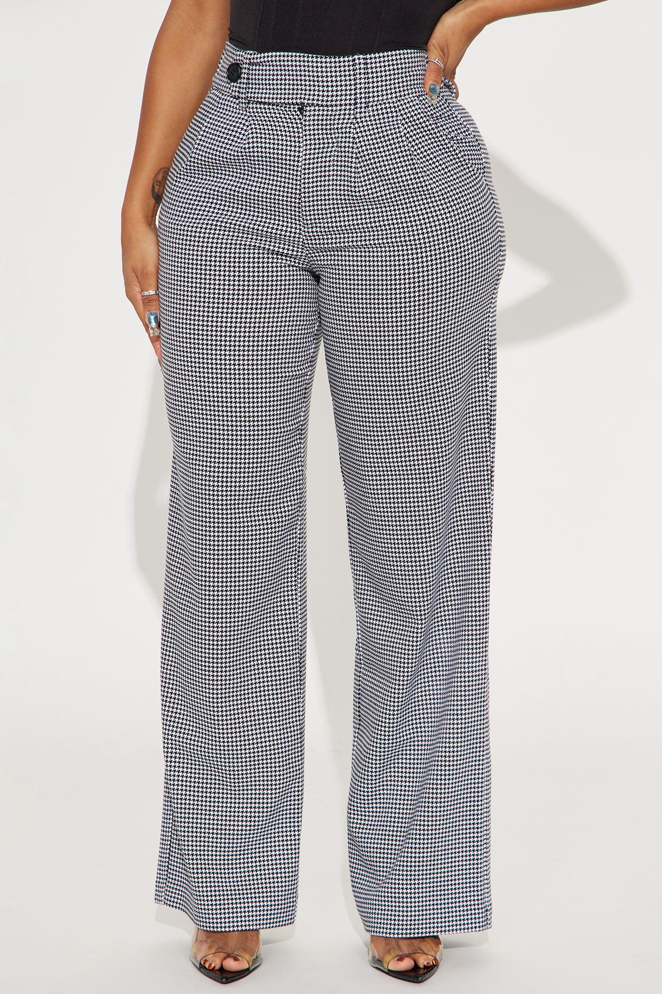 Sarah Houndstooth Wide Leg Trouser - Black/White Product Image