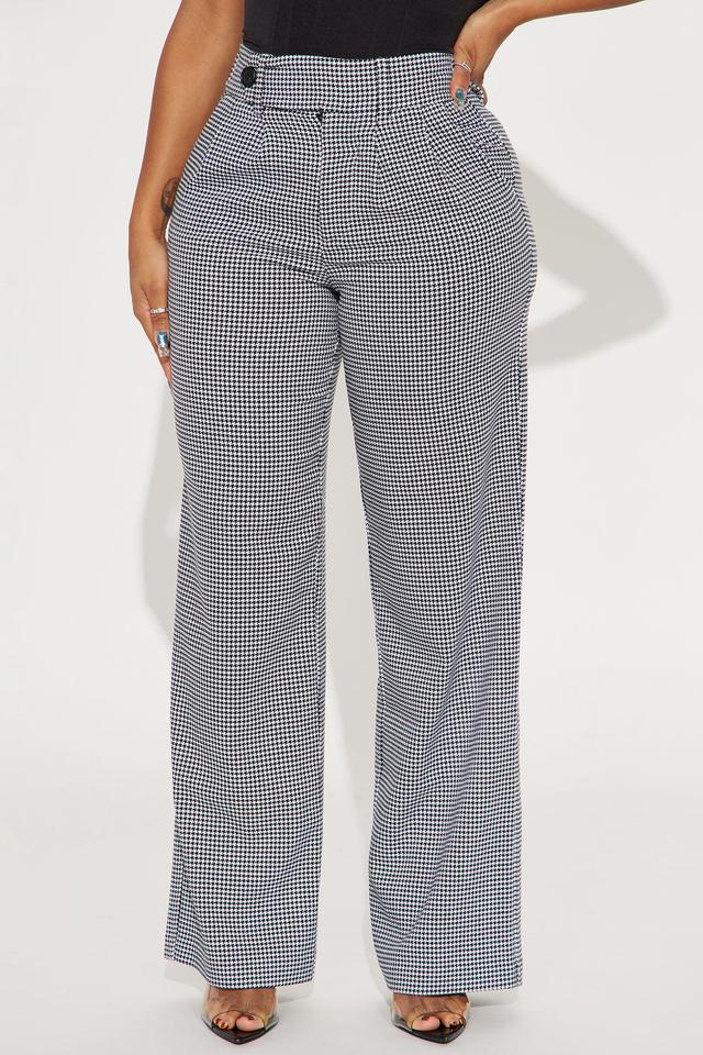 Sarah Houndstooth Wide Leg Trouser - Black/White Product Image