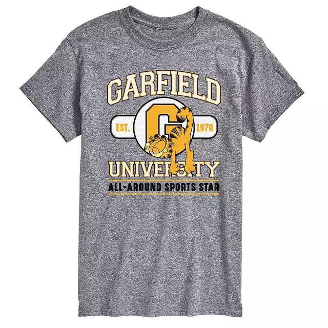 Mens Garfield University Sports Star Graphic Tee Grey Green Product Image