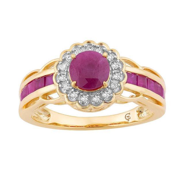 10k Gold Ruby & 1/8 Carat T.W. Diamond Tiered Flower Ring, Womens Product Image