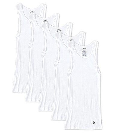 Polo Ralph Lauren 5-Pack Classic Logo Embroidered Cotton Rib Tanks Product Image