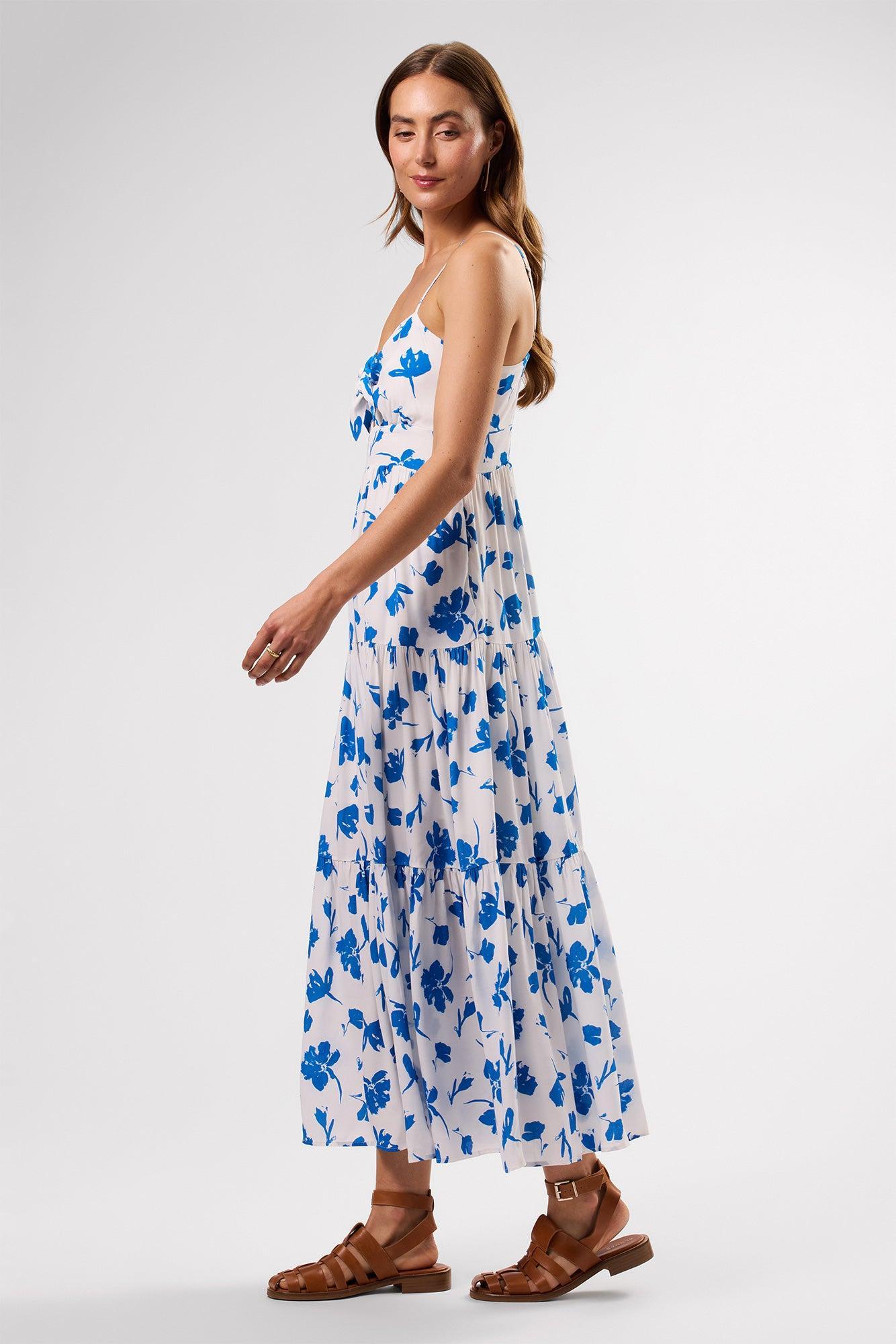 Tie Front Dress - Aix Blue Product Image