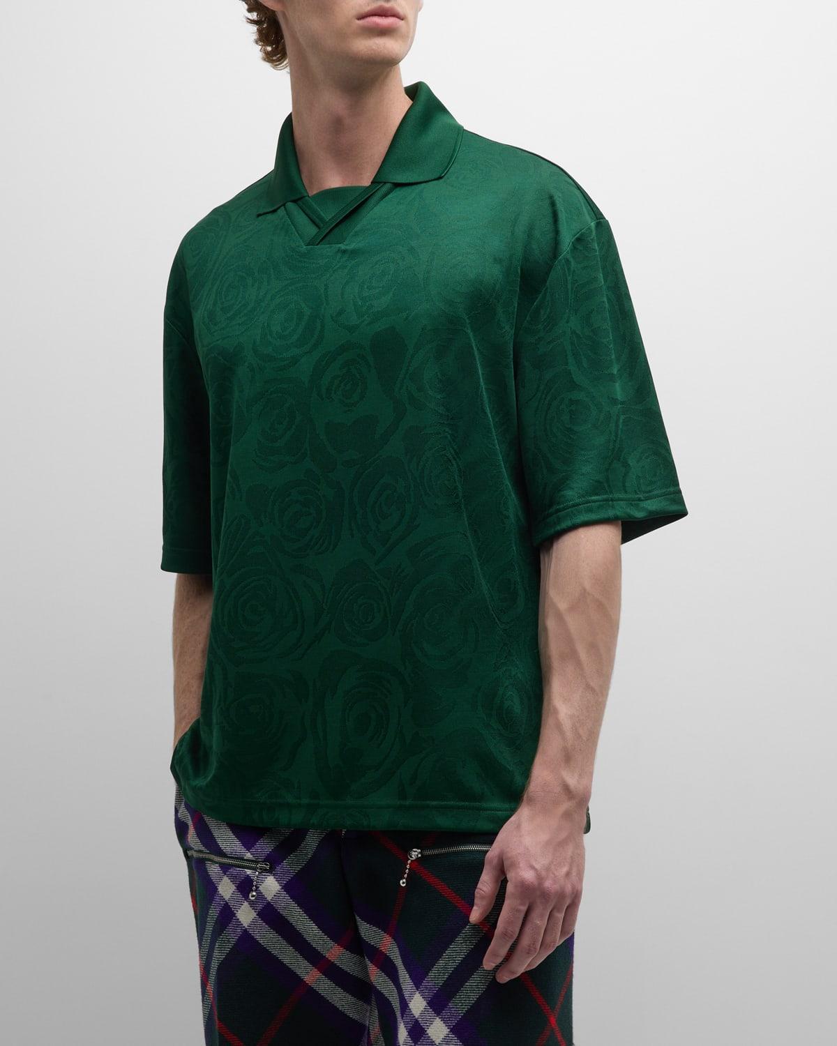 Mens Tonal Rose Jacquard Polo Shirt Product Image