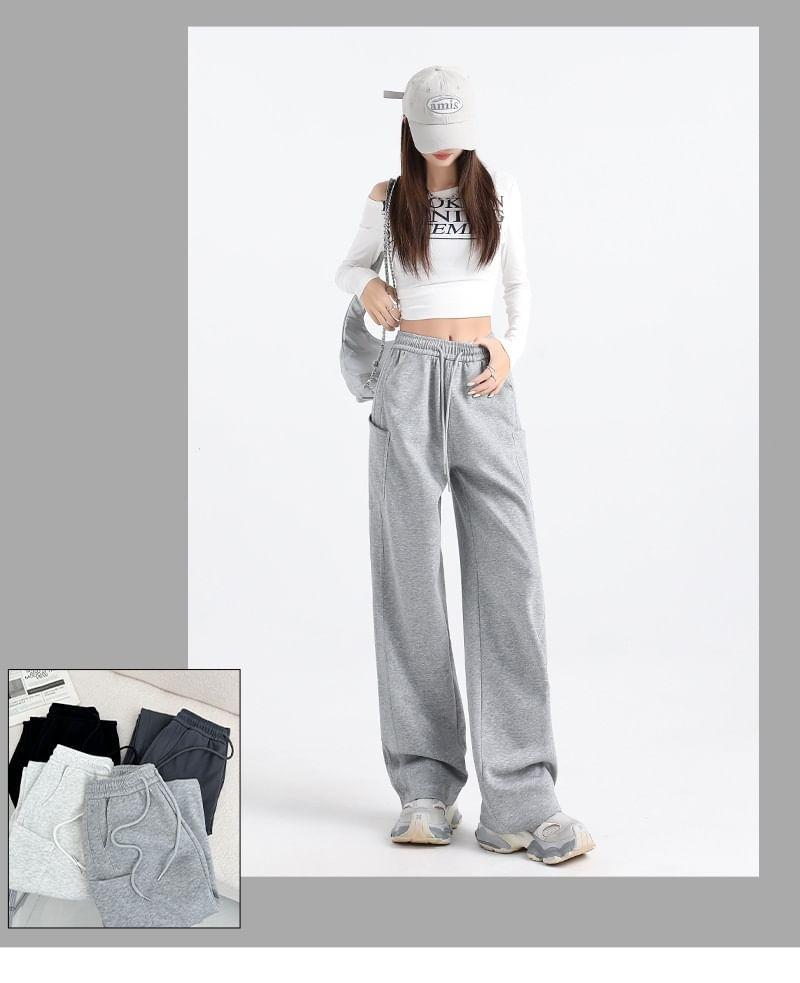 High Waist Plain Loose Fit Cargo Sweatpants (Various Designs) Product Image