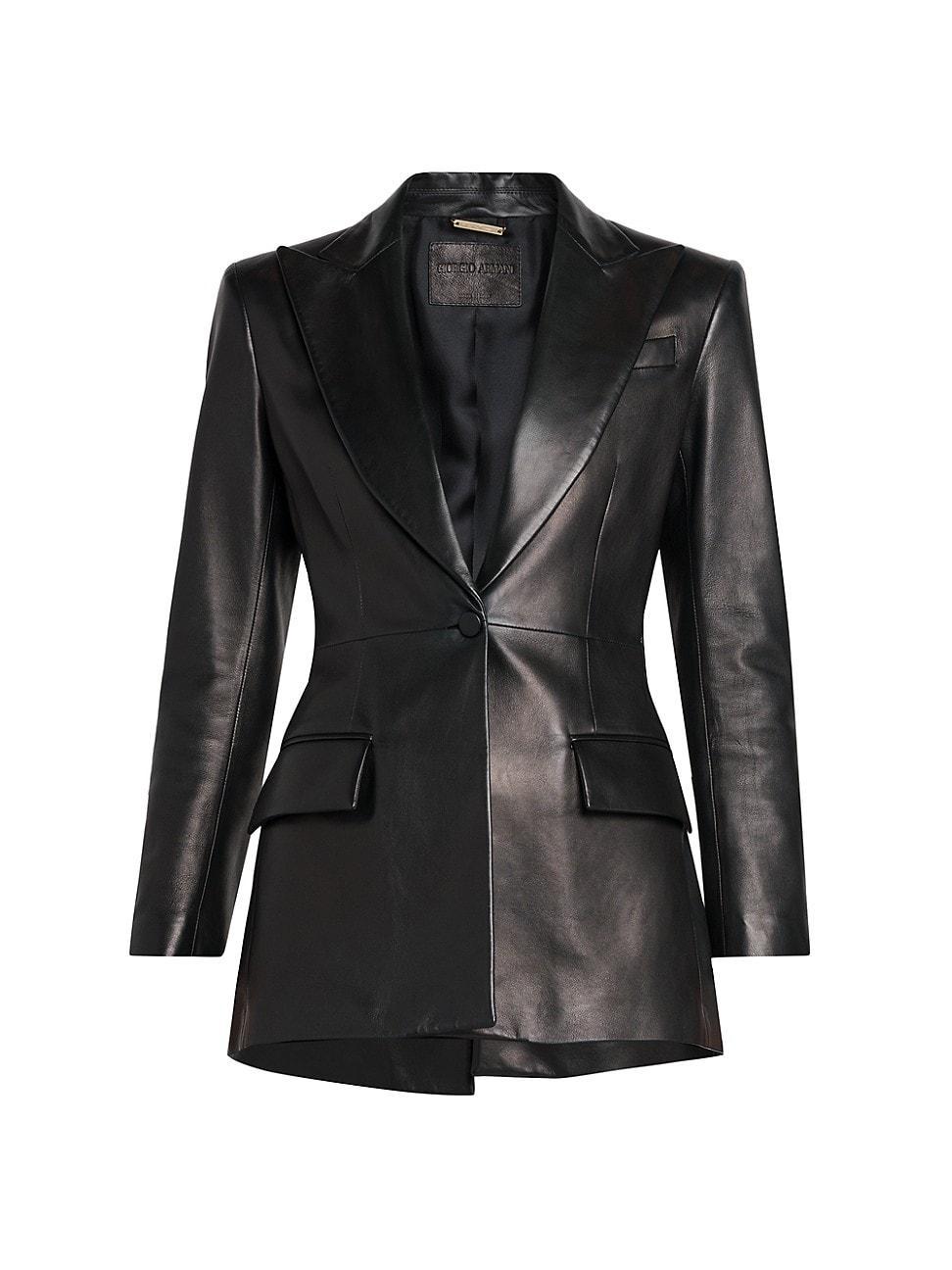 Womens Fitted Leather Blazer product image