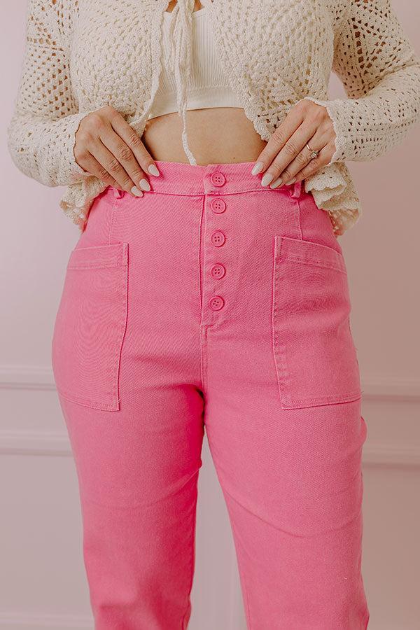 The Lari High Waist Button Up Trousers In Bubblegum Pink Product Image