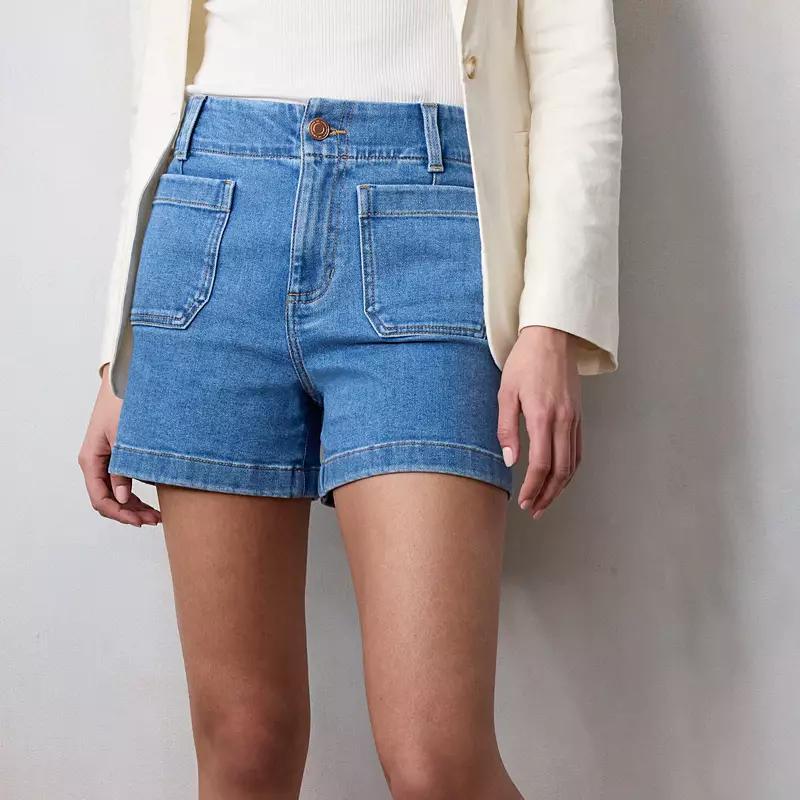 Womens LC Lauren Conrad The Super High Rise Laguna Denim Shorts Product Image