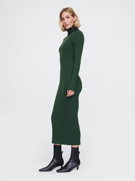 Turtleneck Rib Midi Sweater Dress Product Image