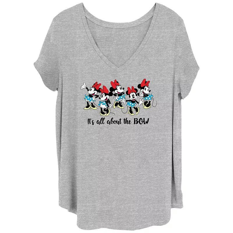 Disneys Minnie Up And Down Juniors Plus Graphic Tee, Womens Grey Gray Product Image