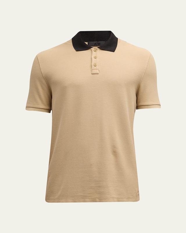 Mens Pique Contrast-Collar Polo Shirt Product Image