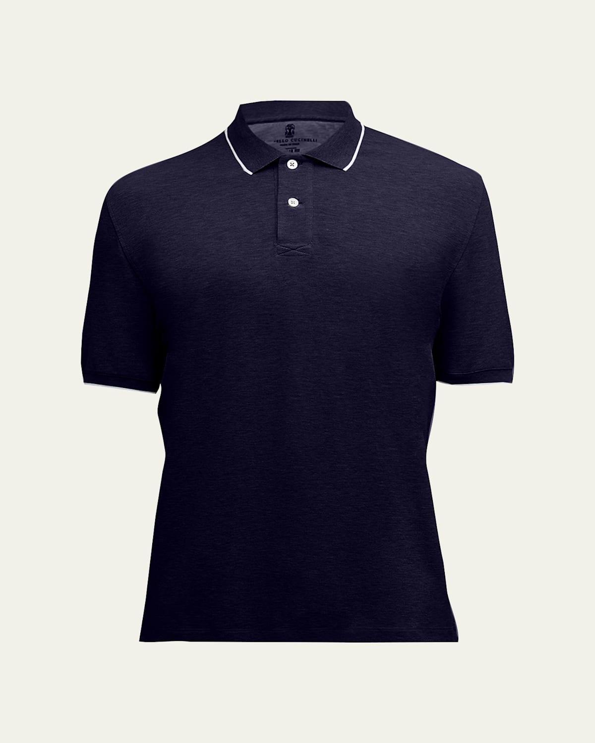 Mens Cotton Piqu Polo - Navy - Size 36 Product Image