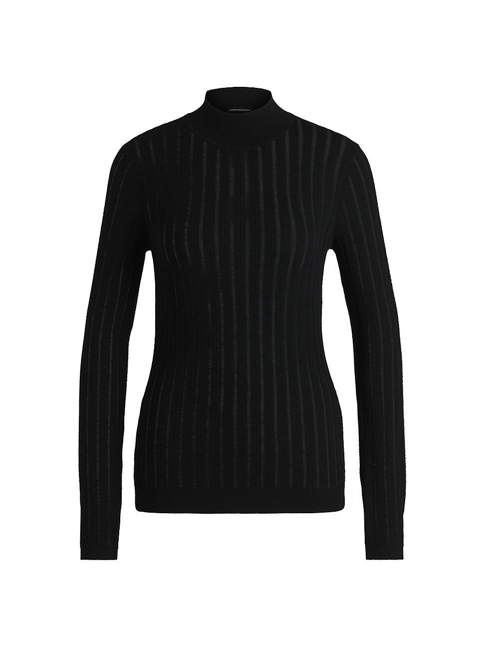 Womens Wool Sweater with Structured Stripes Product Image