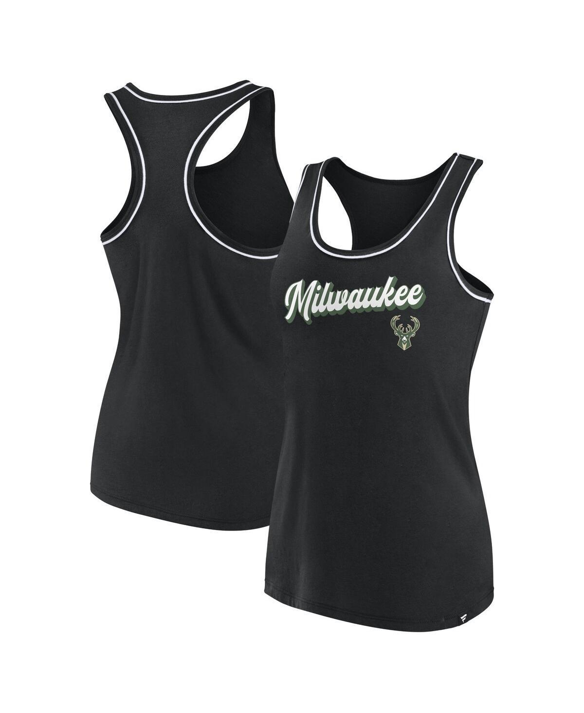 Womens Fanatics Branded Milwaukee Bucks Wordmark Logo Racerback Tank Top Product Image