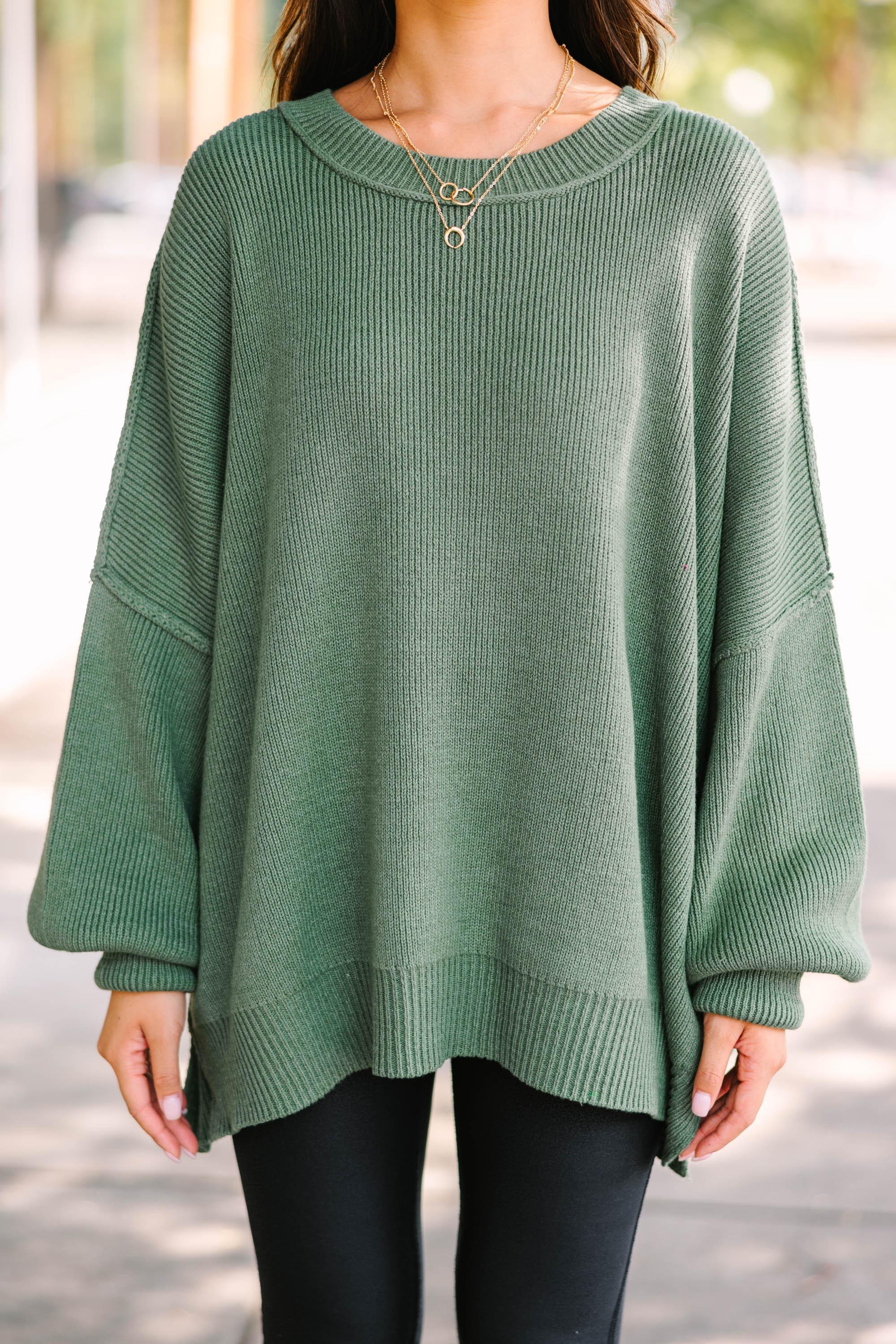 Give You Joy Light Olive Green Dolman Sweater Female Product Image