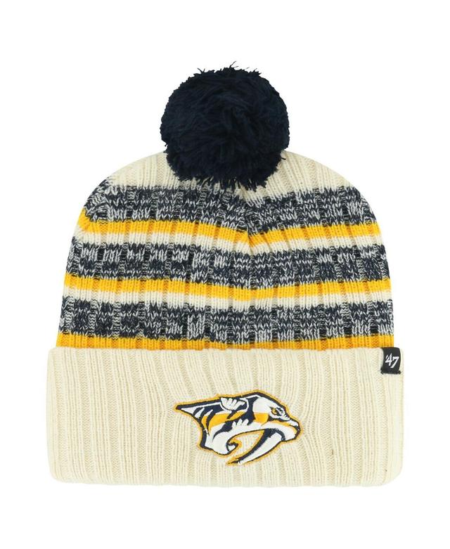 Mens 47 Cream Nashville Predators Tavern Cuffed Knit Hat with Pom Product Image