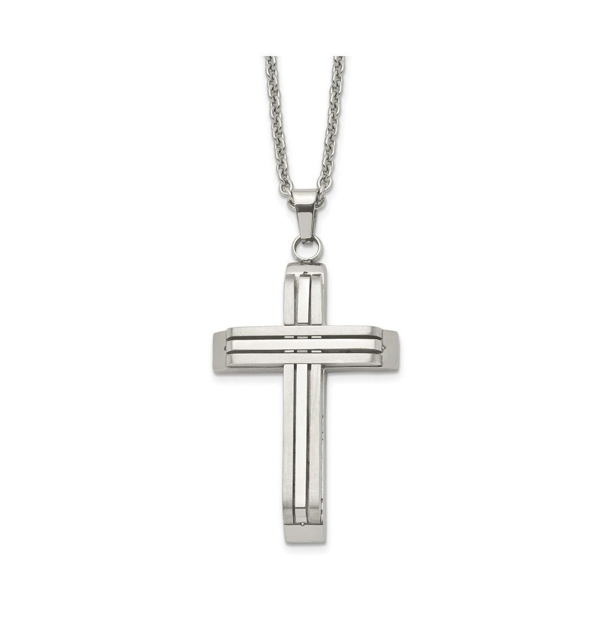 Chisel Brushed and Polished Cross on a Cable Chain Necklace Product Image