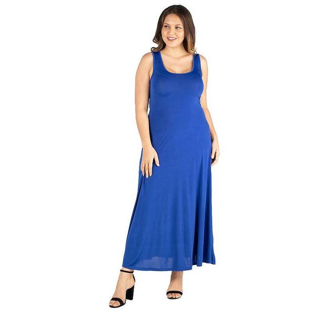 Plus Size 24seven Comfort Apparel Simple A-Line Tank Top Maxi Dress, Womens Product Image