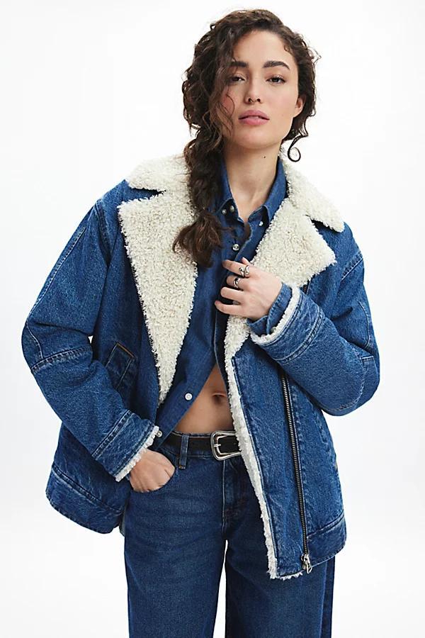 Levis Piled Fleece Denim Flight Jacket Womens at Urban Outfitters product image