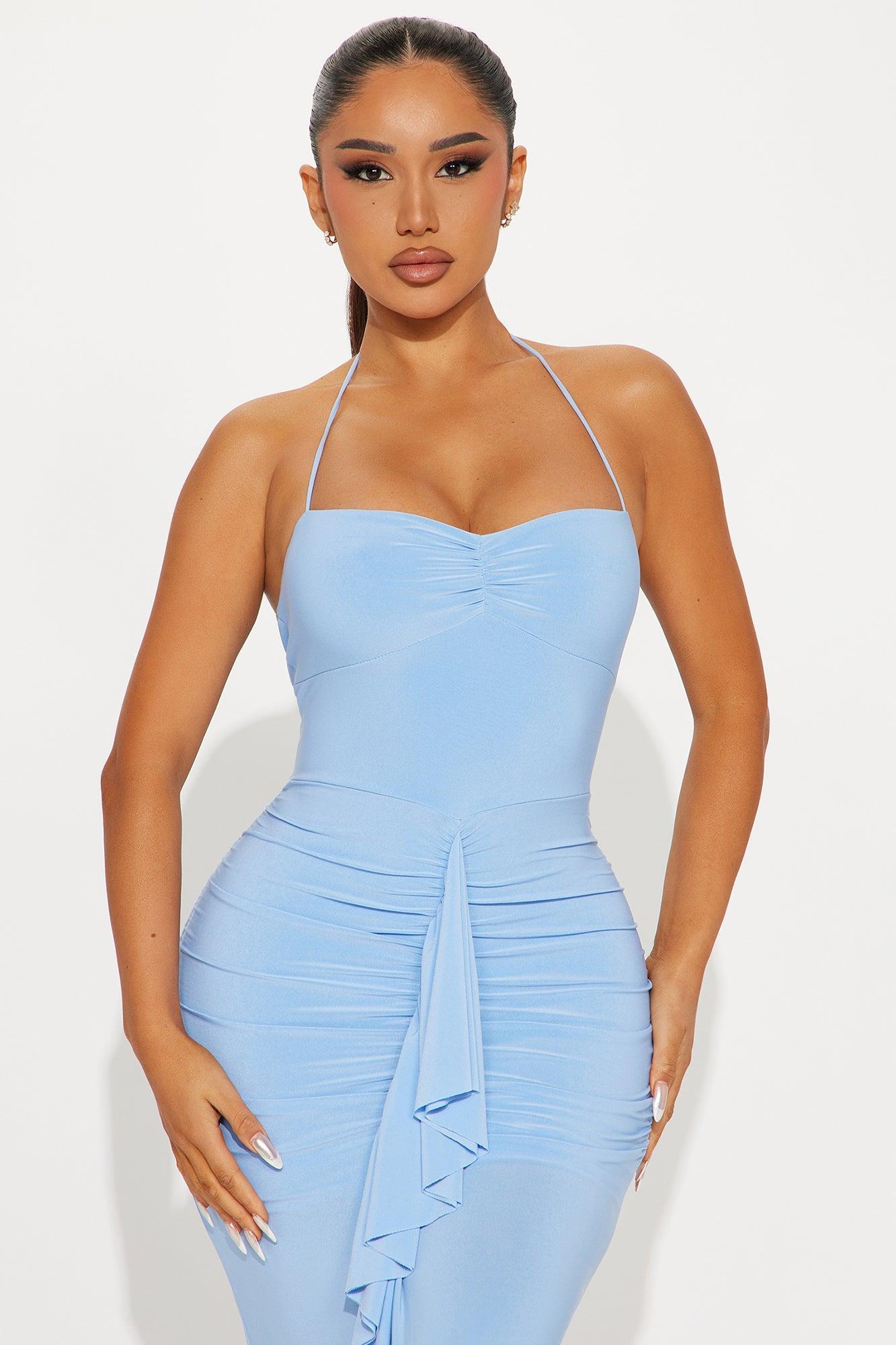 Serena Ruffle Maxi Dress - Light Blue Product Image