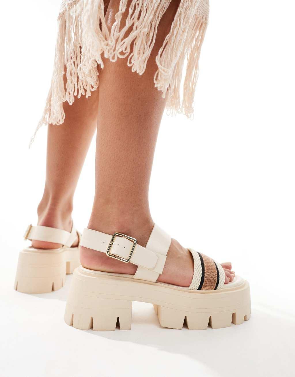 ASOS DESIGN Follower chunky flat sandals in off-white Product Image