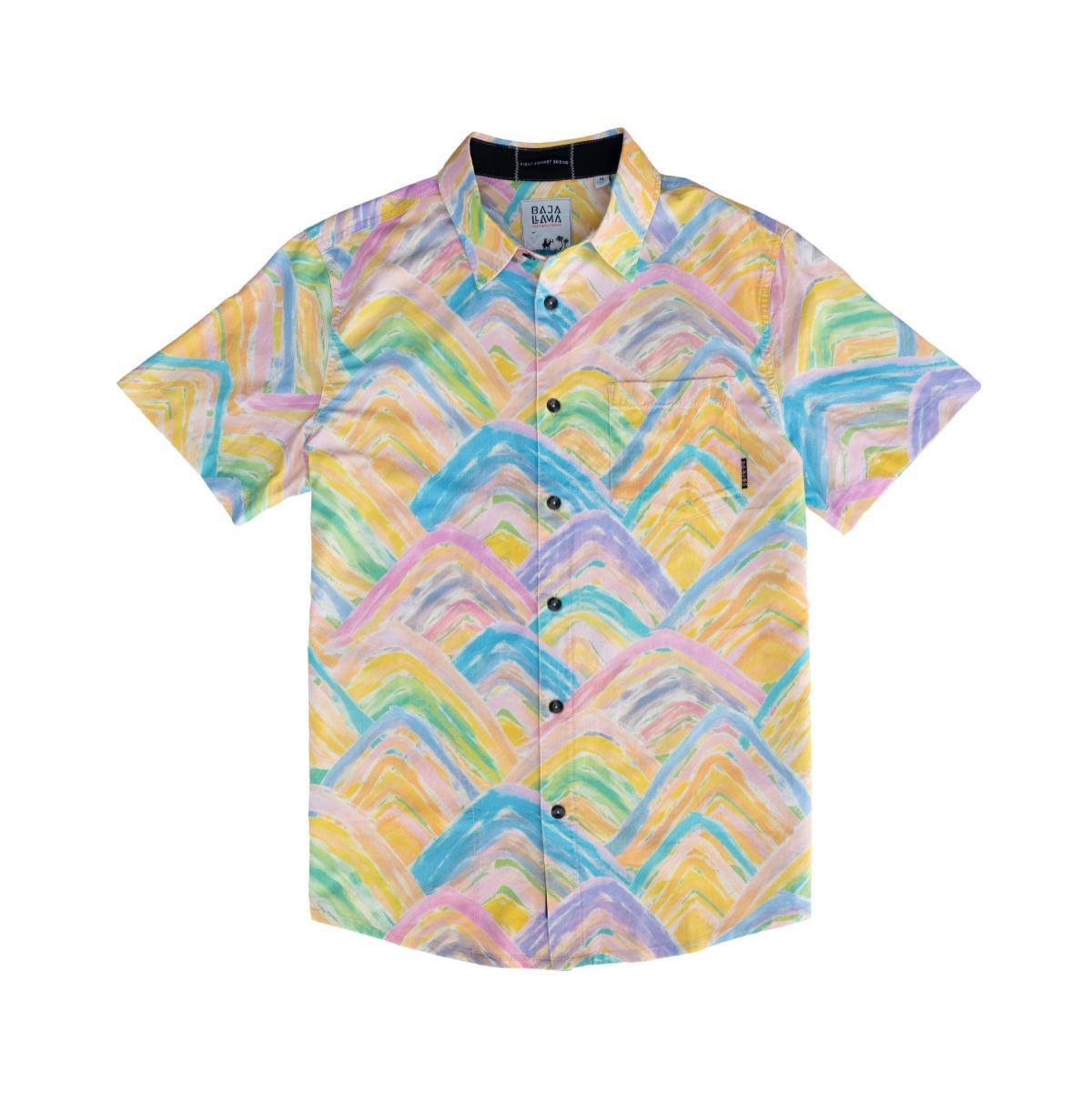 Baja Llama Mens Rainbow Mountains - 7-seas Button Up Shirt - Light Product Image